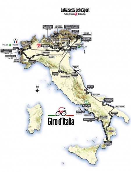 Giro d\’Italia 2013 – Von Neapel nach Brescia = 3\’405,35 Km