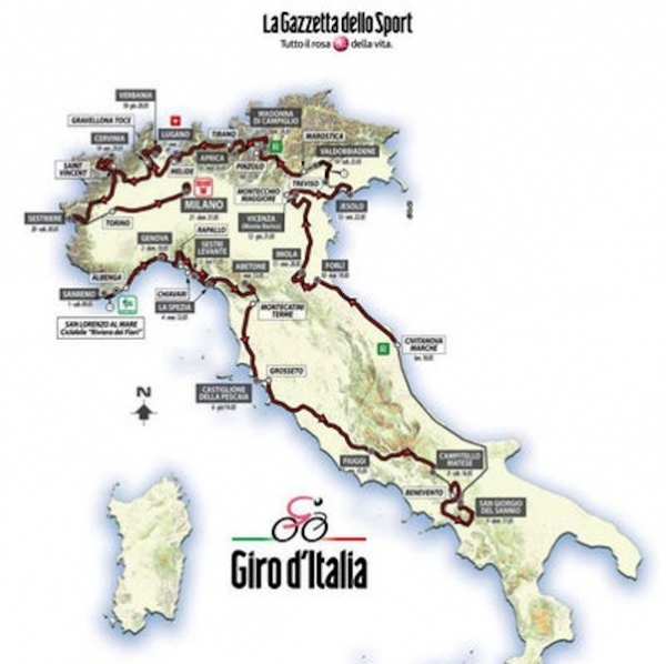 Der 98. Giro d\’Italia 2015 – 21 Etappen mit einer Totaldistanz von 3\’481 Km