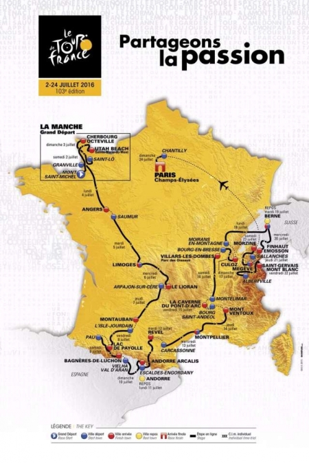 103. Tour de France vom 2. – 24. Juli 2016 mit 3’519 Km