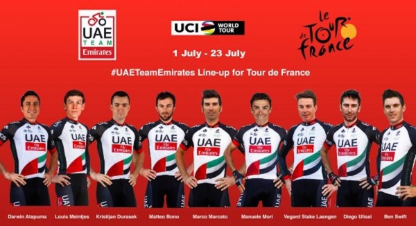 UAE Team Emirates hat seine 9 Fahrer bestimmt für die Tour de France 2017