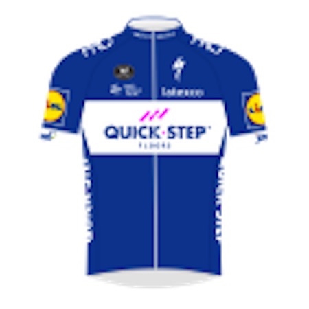 Auch QuickStepFloors in Belgien hat einen Bruststreifen im Trikot für 2018