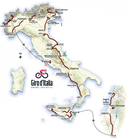 101. Giro d’Italia mit Start in Israel und das Finale in Rom
