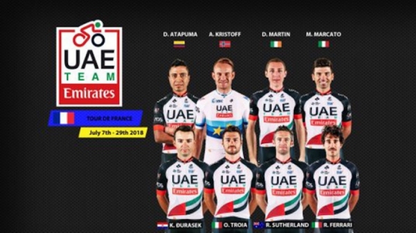 105. Tour de France 2018: UAE Team Emirates ist bereit mit den selektionierten Fahrern