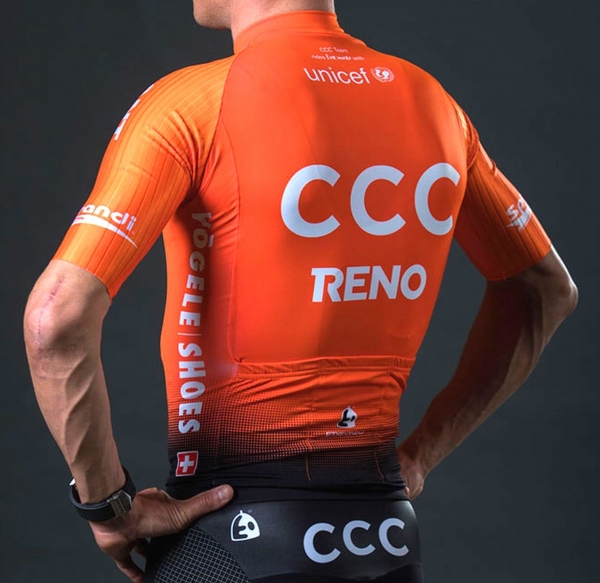 Team CCC Reno von Greg Van Avermaet mit Schweizer Sponsor auf dem Trikot