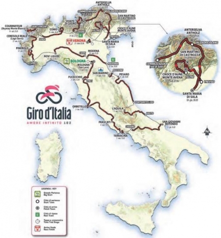 102. Giro d’Italia 2019 startet am Samstag 11. Mai in Bologna