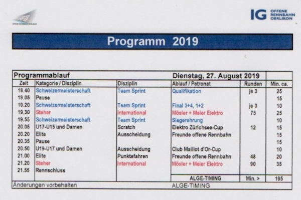 Offene Rennbahn Oerlikon: Schweizermeisterschaft im Teamsprint und Internationale Steherrennen