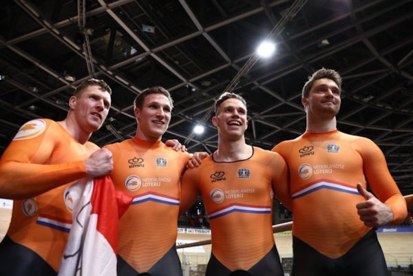 Weltrekord im TeamSprint durch die Niederländer an der Bahn WM in Berlin