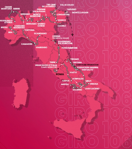 106. Giro d’Italia startet am Samstag 6. Mai mit einem Einzelzeitfahren