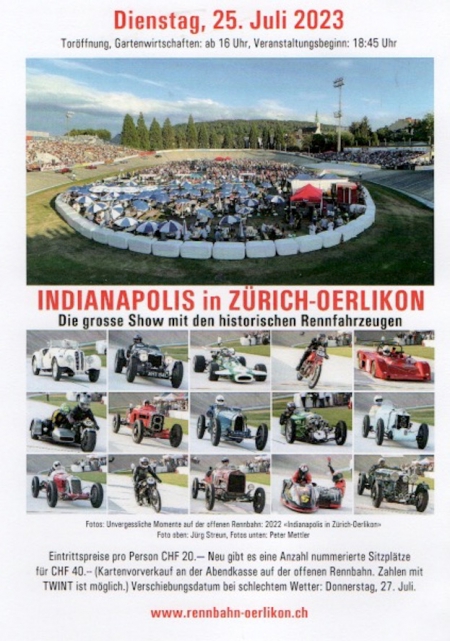 Indianapolis in Oerlikon – Oldtimer Rennwagen und Bahnrennen am kommenden Dienstag