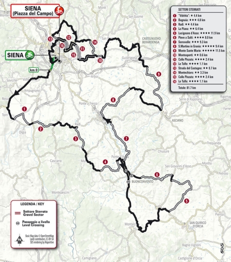 19. Strade Bianche am Samstag 8. März 2025 in der Toscana