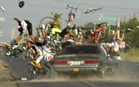 \’Sleeping\’ driver ploughs into bike race